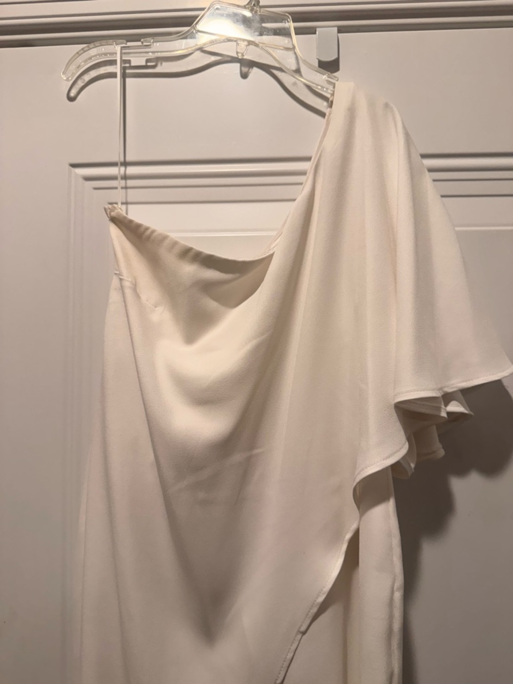 VENUS Ivory One-Shoulder Draped Cocktail Dress